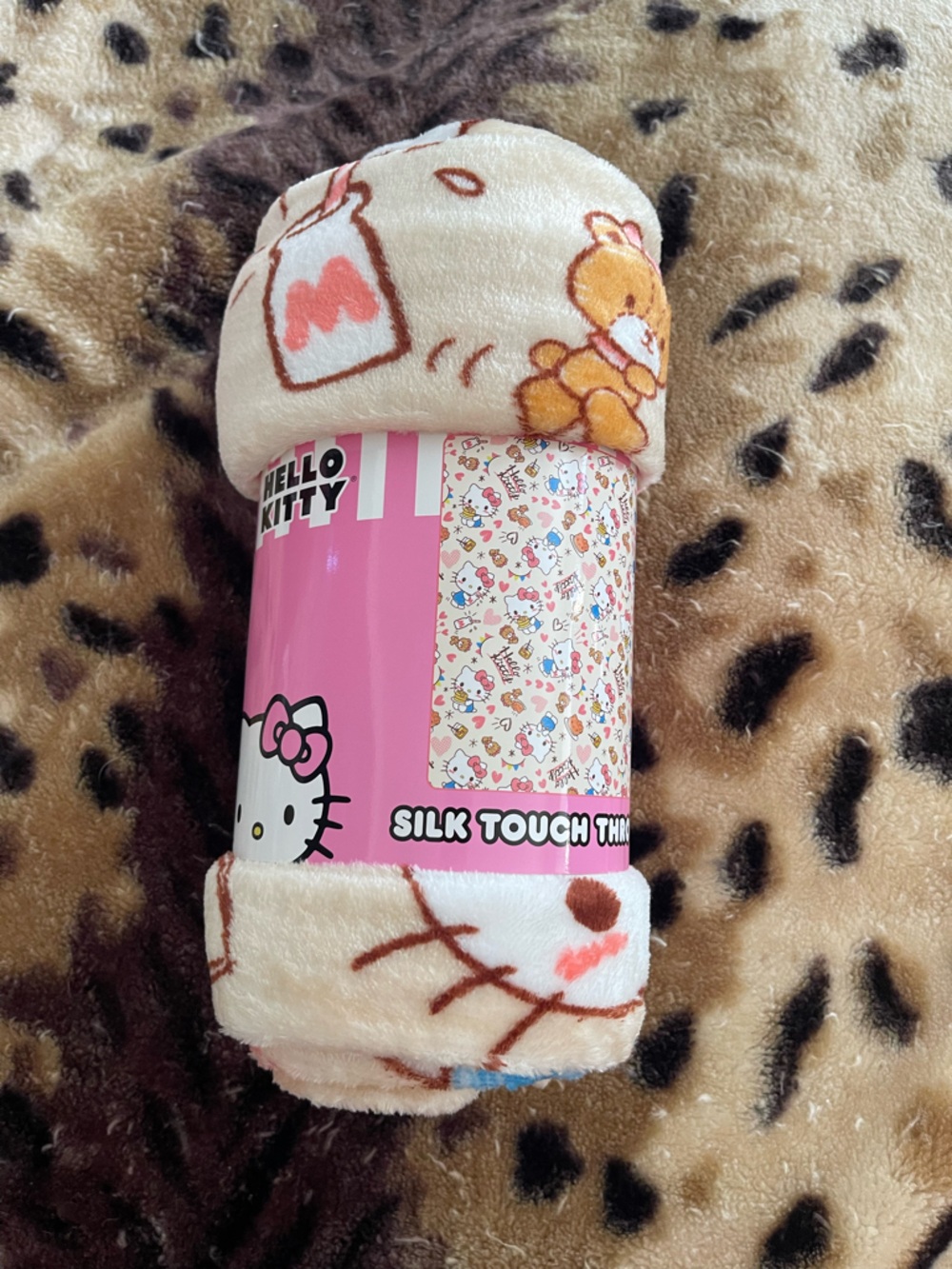 Hello Kitty Pink and Cream Plush Throw Blanket